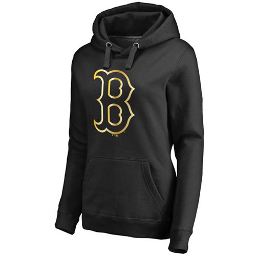 Women's Boston Red Sox Gold Collection Pullover Hoodie Black - Click Image to Close